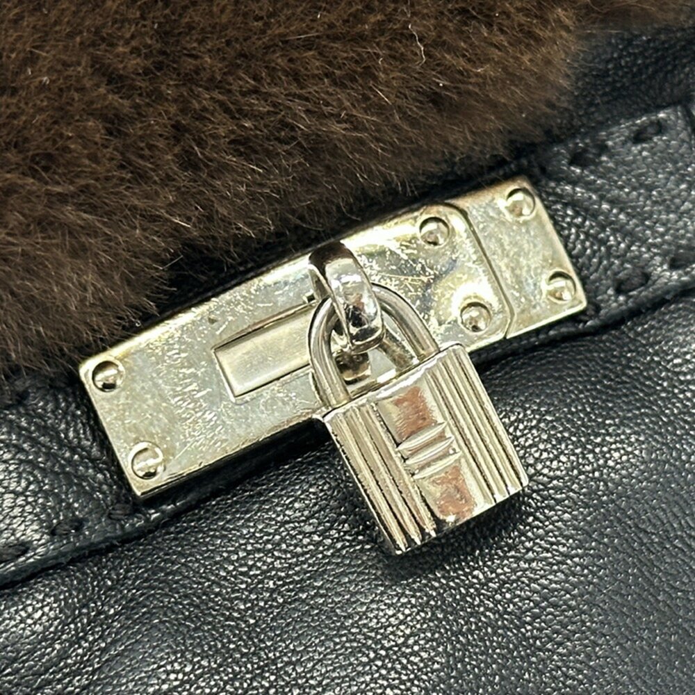 Hermes Hermès Kelly Gloves for Women, Leather, Silk, Mink, Black, Brown, Fur, - Picture 7 of 10
